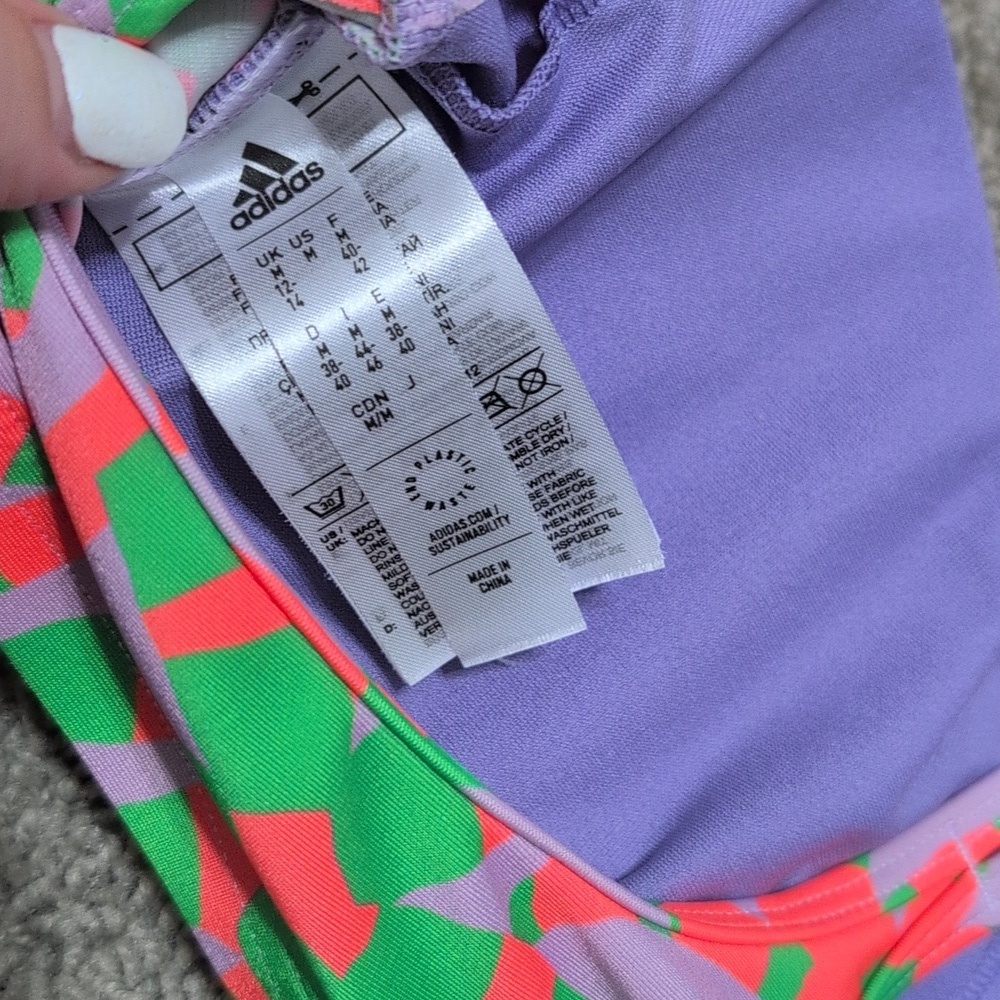 Adidas Farm Rio Bikini Purple Lime Burst High Waist Women's Size Medium - Picture 6 of 14